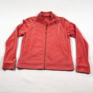 St. John Marie Pink Velour Womens Old Money Embellished Track Jacket Zip Sz S